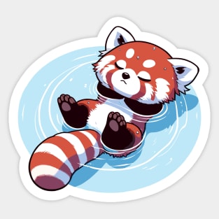 Chill Red Panda - Summer Float Relaxation Art Sticker